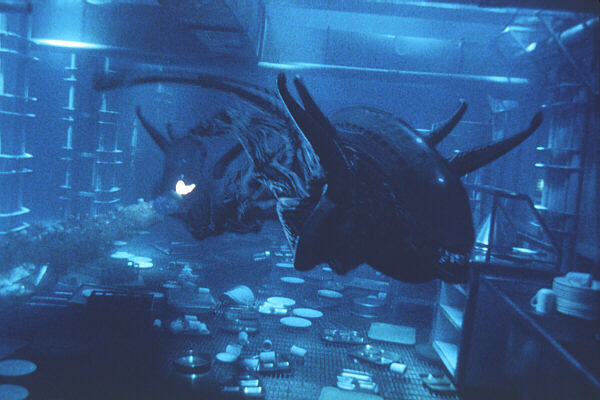 2 aliens swiming